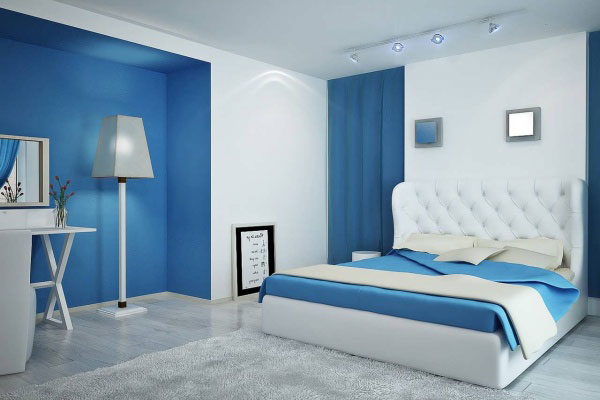 رنگ روتختی آبی برای تخت سفید 
