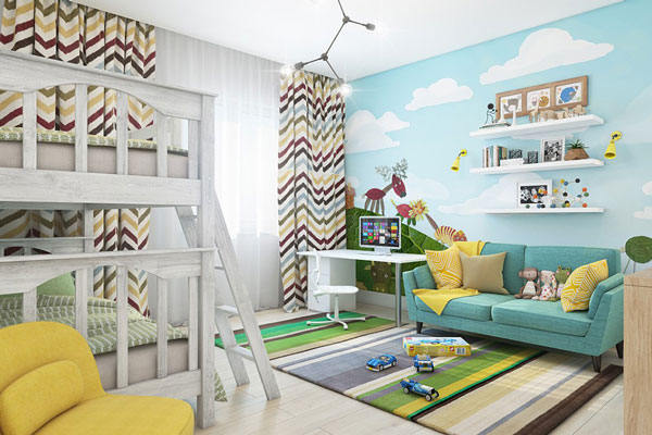 دیزاین اتاق کودک رنگی