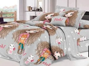 روتختی دخترانه دختر مو فرفری طوسی کد996